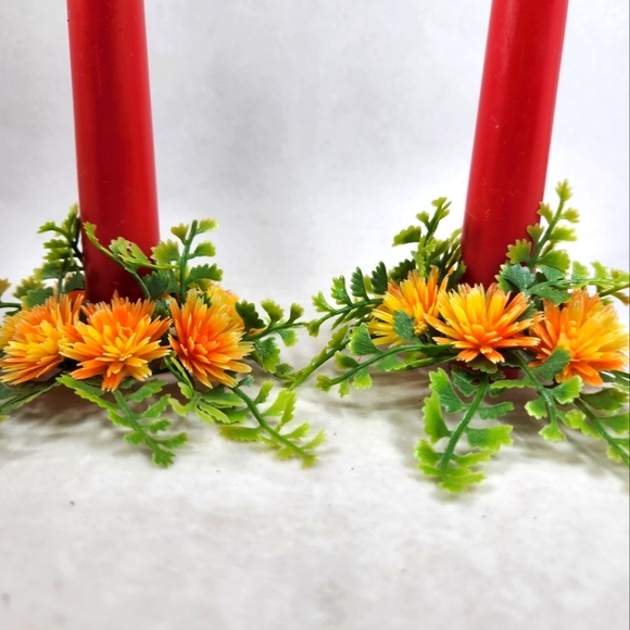 Vintage Other - Two Vintage 1960s Fall Floral Candle Surrounds